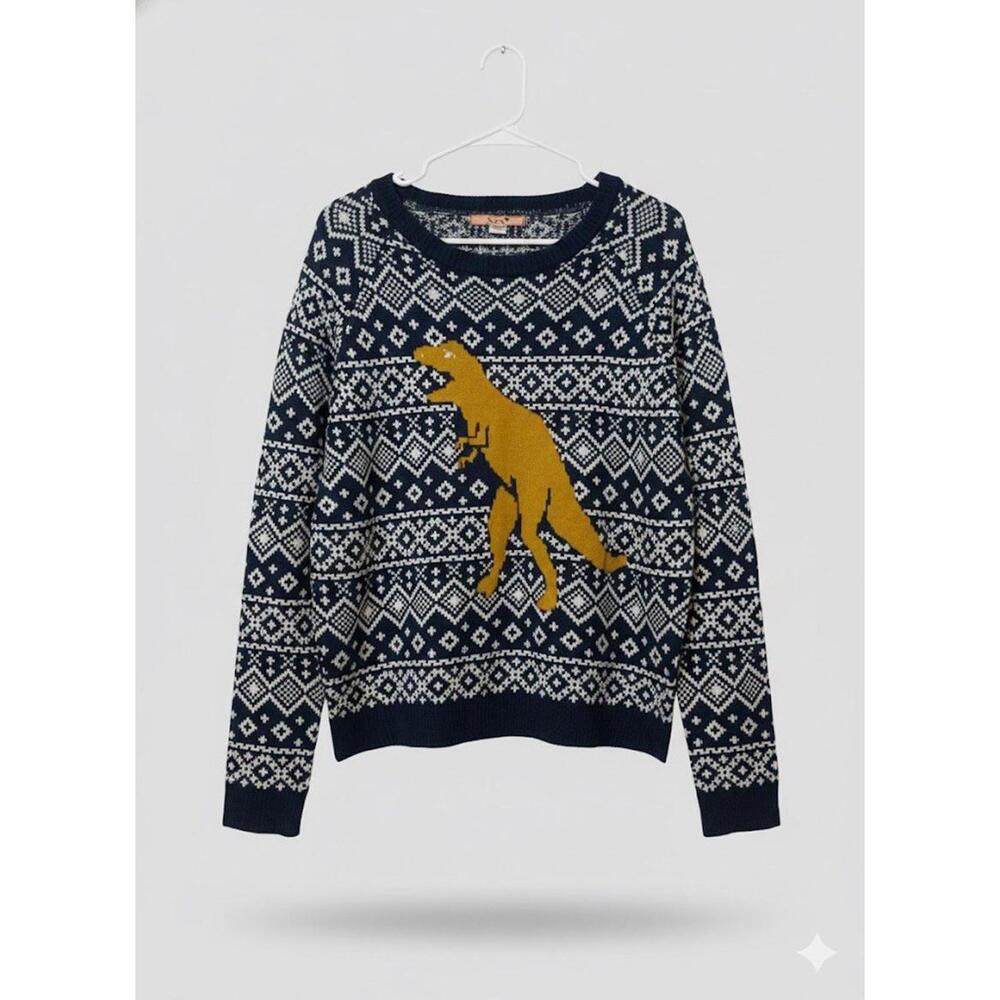 So It Is Brand T-Rex Christmas Sweater Size Medium EUC